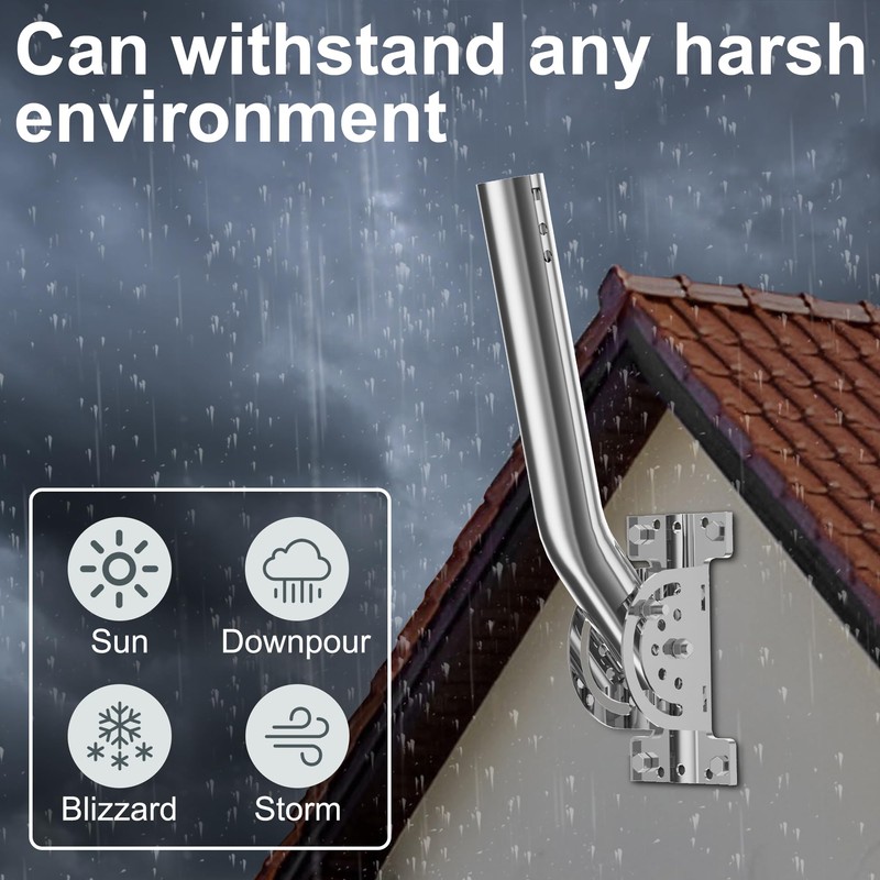 Universal Heavy-Duty Pole Mount, Rustproof Stainless Steel J-Pipe Antenna Mount