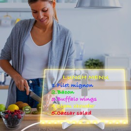 LED Note Board with Colors,Drawing Board, with Adjustable Stand,Rewritable Illuminated Acrylic Notepad- Includes 7 Pens Color Markers - Ideal for Office, School, Home & Kids(11.81inX7.87in)