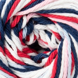 Craft County 100% Cotton Yarn Medium (Size 4) – Weaving, Knitting, and Crochet – Red, White, Blue Ombre (95 Yards)