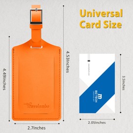 Travelambo Luggage Tags for Suitcases Faux Leather Privacy Protection 2 Pack Bag Tags Travel Accessories Essential, Hot Orange