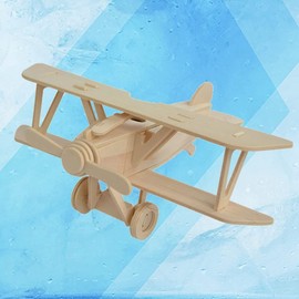 Kisangel Avión de Madera sin Terminar Biplano de Madera Artesanía Juguete Pintura Hecha a Mano Decoración de Aviones Estantería Estatua para Niños Y Niños