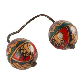 Laroal 1 Stück afrikanisches Shaker-Instrument, 1 Paar Rhythmische Kugeln aus Holz, Doppelkugeln, musikalische Schlaginstrumente, Handshaker-Bälle, musikalisches Zubehör für Liebhaber und Anfänger