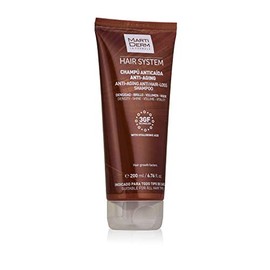 MartiDerm Hair System Champú/Shampoo Anticaída Antiaging. Factores de crecimiento capilar HGFx3 + Ácido hialurónico. Combate el envejecimiento capilar. Aporta densidad, brillo, volumen y vigor - 200 Ml