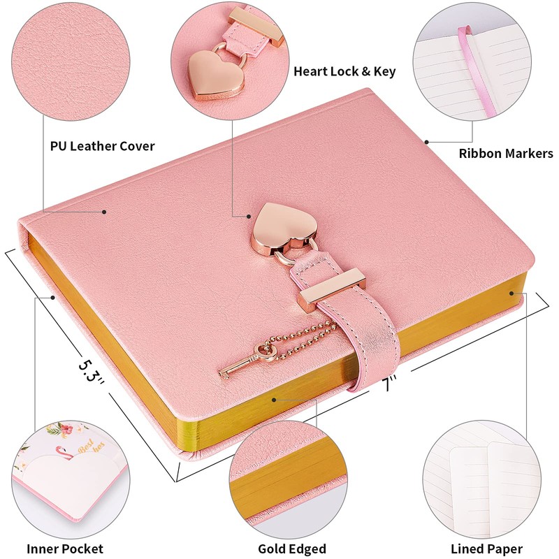 Diary with Lock and Key Plus Diamond Pen, A5 Journal