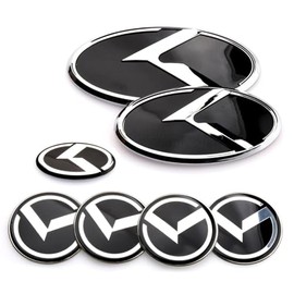 7PCS Vintage K Badge,Front Hood Rear Trunk Emblem Compatible with Vintage K Accessories (Black Chrome)