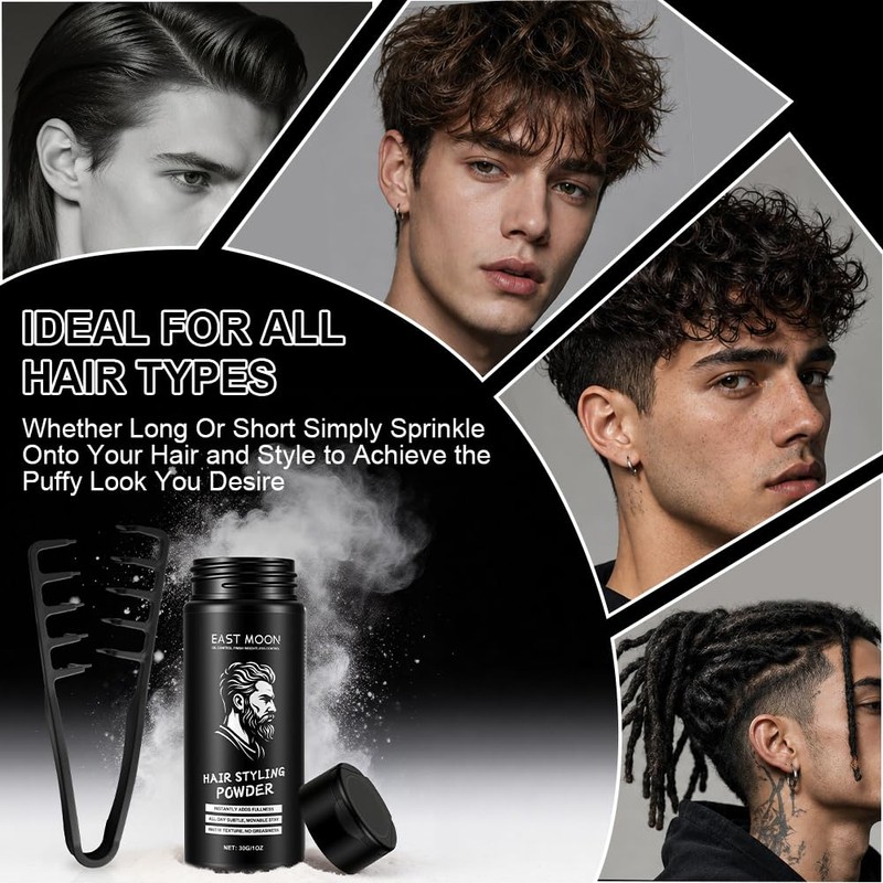 Beugo Hair Styling Powder and Comb, 30g Texturizing & Volumizing