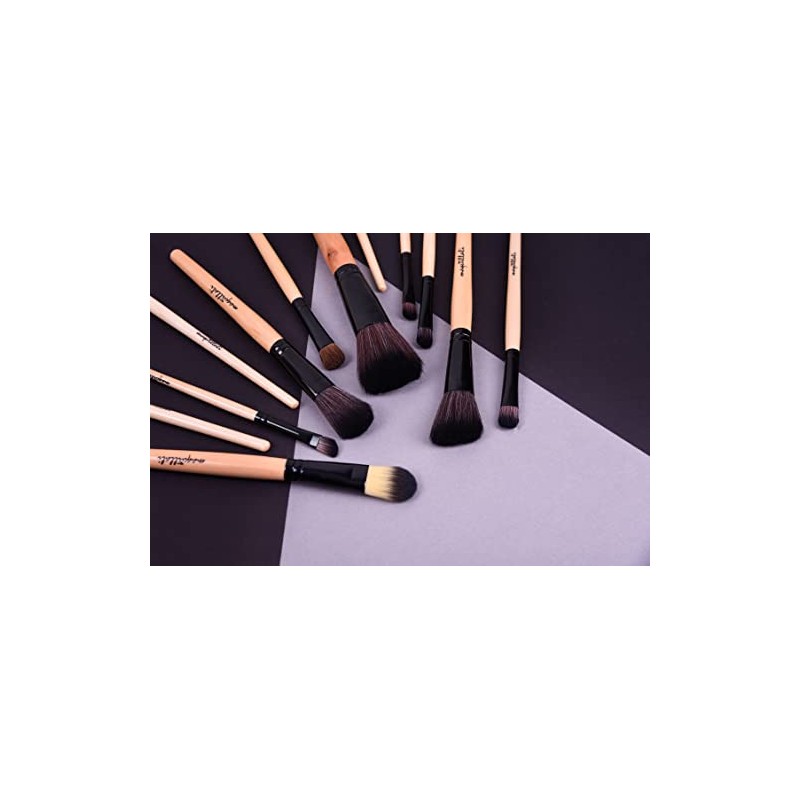 Set profesional de 24 piezas brochas para maquillaje (Madera Original)