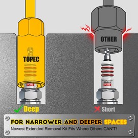 Topec 15PCS Deep Bolt Extractor Kit, 6mm-19mm Nut Extractor Socket Set, 3/8" Drive Rounded Bolt Remover, Spark Plug Extractor Tool for Broken, Stripped, Damaged, Rusted Stud and Bolt Nuts