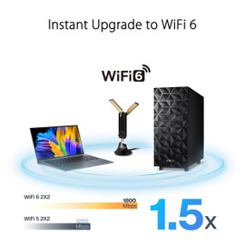 ASUS USB-AX56 WiFI 6 Dual Band Wireless AX1800 USB Adapter, USB 3.2 Gen 1, 2 x external adjustable antenna with stand, MU-MIMO, OFDMA, 4T4R, WPA3, Backward compatible USB 2.0 802.11 a/b/g/n/ac