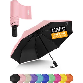 Yoobure Compact Travel Umbrella - Windproof Umbrellas for Rain, Small Portable UV Umbrella for Sun Protection, Folding Automatic Umbrellas in Lightweight for Car, Backpack, Walking, Kids, Women