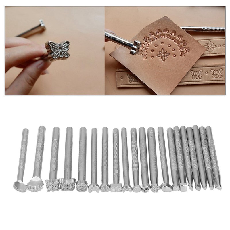 20Pcs Leather Stamping Tools Different Patterns High Hardness Anti Rust