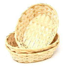 Lashuma Braided Filling Baskets, Pack of 3 Easter Baskets, Empty Storage Boxes, Bread Baskets, Natural Coloured Wicker Baskets, 23 x 17 cm