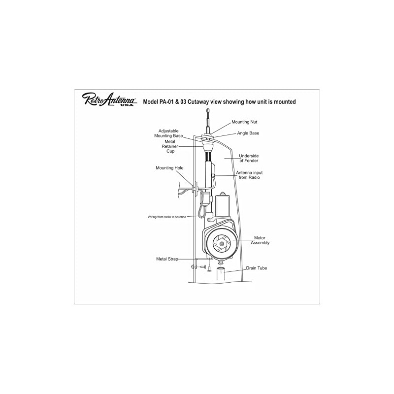 Retro Manufacturing PA03 Chrome Miniature Fully Automatic Power Antenna
