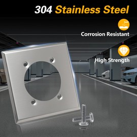 RUHUALIFE 2 PCS Outlet Cover Wall Plates 2 Gang Single Hole Receptacle Wall Plates 2.48" Hole Diameter with 8 Screws Compatible with Hubbell HBL9450A 14-50R Replace#: SS701