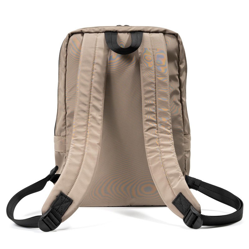 Mustache BNB-4442 Men's Women's A4 Storage Backpack, Matte Polyester, beige