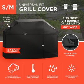Mr. Bar-B-Q Universal Fit Grill Cover, Waterproof, Weather Resistant, Anti-UV (60" L x 20" W x 45" H)
