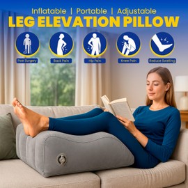 Inflatable Leg Elevation Wedge Pillow for Sleeping, Post Surgery Recovery, Swelling Relief, Blood Circulation Foot Rest Cushion, Injury Leg Support, Leg Wedge Pillow for Bed & Travel