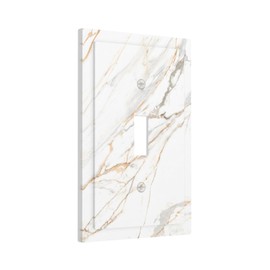 Lhdlnn White Gold Marble Light Switch Cover Decorative 1 Gang Single Toggle Wall Plate Electrical Switchcover Faceplate for Kitchen Bathroom Bedroom 5" x 3"
