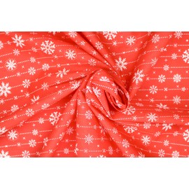 Pyrhan Christmas Fabric | Polycotton Prints | 45 Inch Wide Dress Craft Fabric Material by The Metre | Polycotton Print Used in Sewing Kit and Accessories-Quilting Fabric (Snowflakes.Lines)