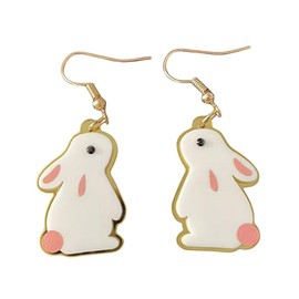 Cute Rabbit Hook Hoop Earrings Acrylic Bunny Animal Statement Dangle Drop Huggie Hoops Earring Fashion Easter Jewelry for Women Daughter