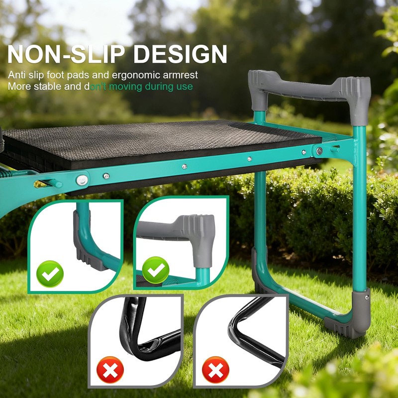 WEILISEN Garden Kneeler and Seat 2-in-1 Foldable Bench, with Storage