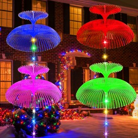 XRR Solar Lights Garden, Pack of 4 Solar Stake Garden Lights Jellyfish Colour Changing with 7 Colours, Waterproof Christmas Day Solar Garden Lights for Outdoor Use for Garden Paths Lawn Balcony