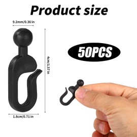 Lyreh 50pcs Plastic Hooks for Gazebo Curtains, Invisible Curtain Track Hooks for Outdoor Gazebo Canopy Home Hotel Supplies (Black)