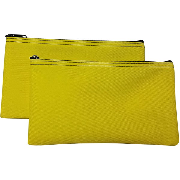 Cardinal Bag Supplies Travel Zipper Bags 11 x 6 inches Small Compact Portable Yellow Zippered Cloth Pouches 2 Pack CW