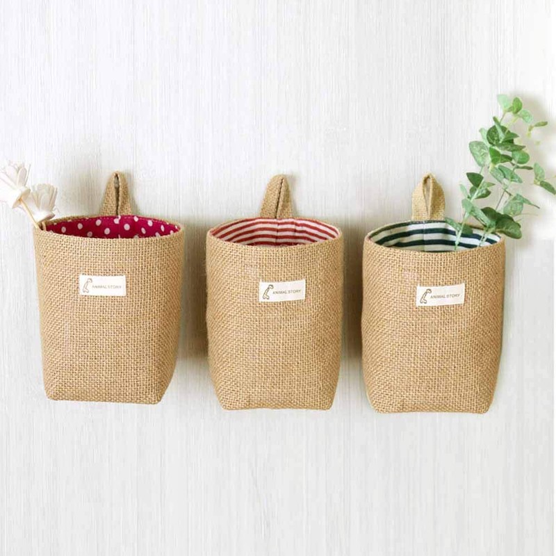 Lifreer Storage Baskets, 6 Pcs Cotton Linen Foldable Small Baskets
