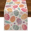 Nepnuser Linen Happy Easter Table Runner 90 inches Long Spring