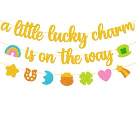 A little Lucky Charm is on the Way Banner St. Patrick Day Birthday Decoration Baby Shower Decor Lucky Rainbow Gender Reveal Party Supplies