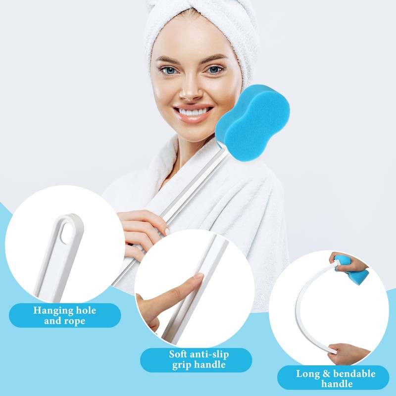 Norme 3 Pcs 22.4 Inch Long Handle Back Bath Sponge