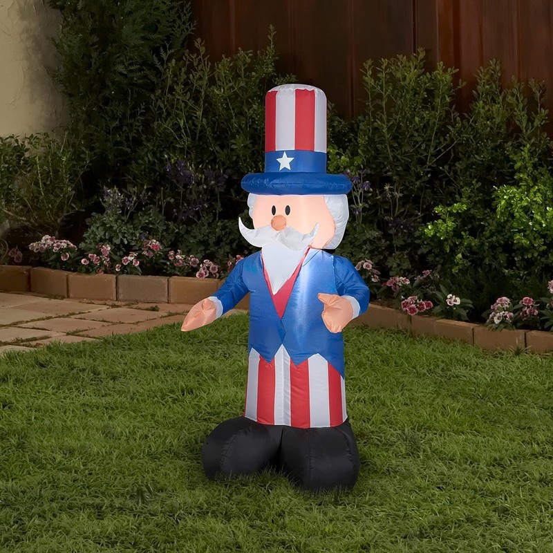 National Tree Company Patriotic Inflatable Decoration, Blue, Uncle Sam Wearing