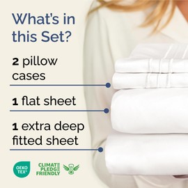 Extra Deep Pocket King Sheets - 4 Piece Breathable & Cooling Bed Sheets - Hotel Luxury Bed Sheet Set - Soft, Wrinkle Free & Comfy - Easily Fits Extra Deep Mattresses - Deep Pocket Antique White Sheets