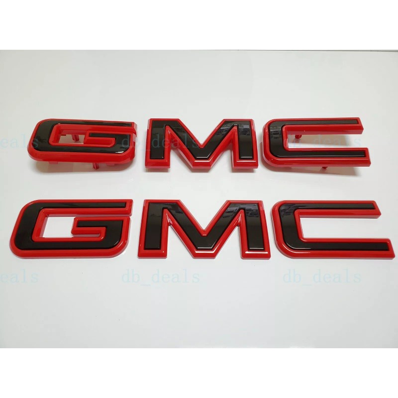 GMC 2PC Front Rear Red Black Emblem 2019-2024 GMC Sierra
