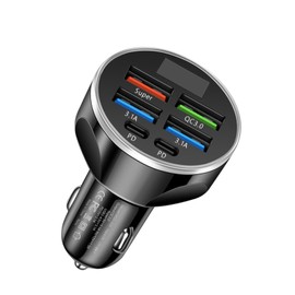 MESA'S Live 6 - Port Car Charger with PD, QC 3.0 - Super Fast Charge USB C Car Phone Charger Adapter for All Devices, Universal for 12-24V Vehicles