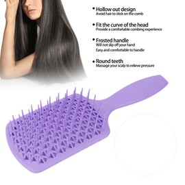 Professional Teasing Comb, Wide Hair Detangler Brush Comb, Scalp Massage Hollow Square Shaped Comb for Hairdressing(Purple-square)