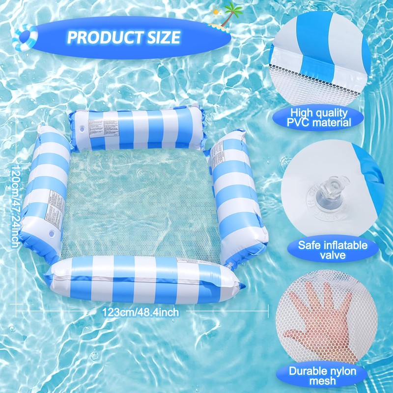 2 Pack Pool Inflatables Floats Hammock for Adults,4-in-1Multi-Purpose Inflatable Pool