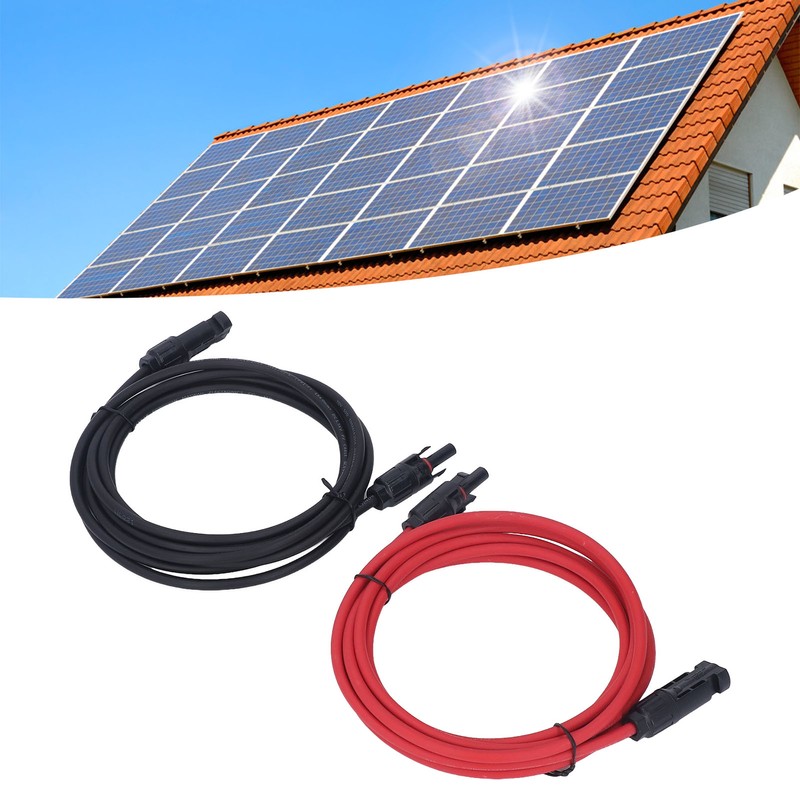 2pcs 12AWG 4mm² Solar Panel Extension Cable Black Red Solar