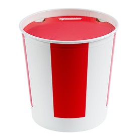 Restaurantware-Bio Tek 130 Ounce Chicken Buckets With Lids, 100 Greaseproof Paper Chicken Buckets - Vented Lids, Freezable, Red And White Paper Disposable Chicken Buckets, For Restaurants And Cafes