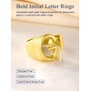 Suplight 18K Gold Plated Initial Ring, Thumb Ring Thick, Open