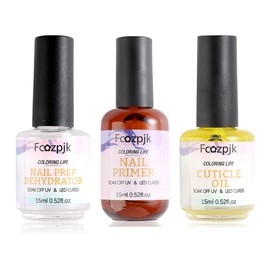 Fcozpjk Nail Dehydrator and Nail Primer with Cuticle Oil Set, Air Dry Bonding Primer for Acrylic Nails No Lift, Acid-free Nail Prep Dehydrator, Natural Cuticle Oil for Nails, Manicure Accessories