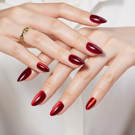 FYB Press On Nails, Short Almond Nails, Reusable, 16 Sizes - 32 Reusable Fake Nails Kit, With Glue