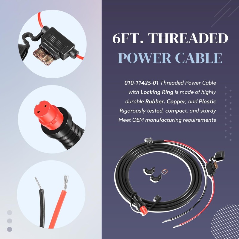 010-11425-01 Threaded Power Cable 6ft./1.8m - fit for Garmin GLS,