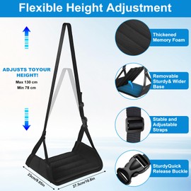 Moorstdel Removable Bamboo Board Support Airplane Foot Rest,Travel Foot Rest Portable Adjustable Folding Hanging Foot Hammock,Relieve Sore Feet,for Long Haul Airplane Travel Car Train Office,Black