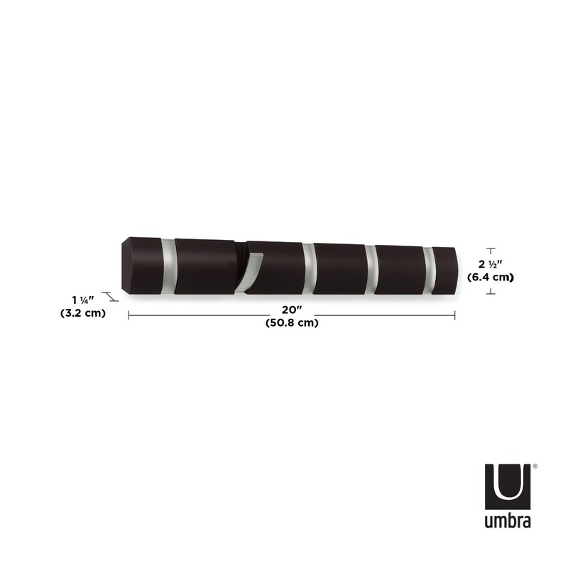 Umbra Flip Wall-Mounted Coat Rack with 5 Hooks – Modern,