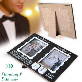 EXQUIDECA Then & Now Double Picture Frame Holds 3.5x5 Inches,1-99 Years of Love Anniversary Wedding Marriage Gifts for Couples - Christian Home Bedroom Decor for Wife and Husband