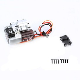 RCAWD Upgraded 72T Carbon Brush 130 Motor Two Speed Choice Alum Center Gear Case Transmission Assembled for Axial SCX24 Wrangler Bronco Gladiator C10 Deadbolt Dodge Power Wagon Upgrade Parts (Silver)