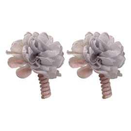 SM SunniMix 2 Pieces Flower Hair Ties Styling Tool Floral Hair Elastics Coil for Dance Party, gray