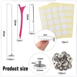 TUUXI 120 Pcs Candle Wicks for Candle Making 6 Inches Smokeless Butter Wicks Holder Base Plastic Long Mouthed Clip Bracket Clip Candle Hand-Made Tools Kit